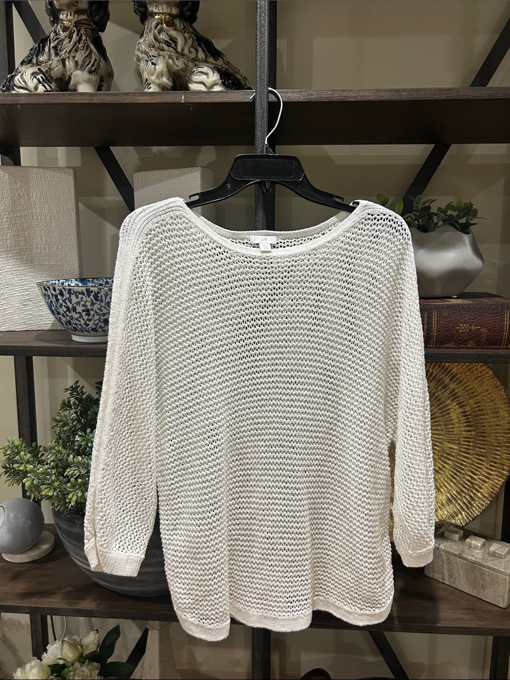 J.Jill Lightweight Open-Knit White Womens Sweater